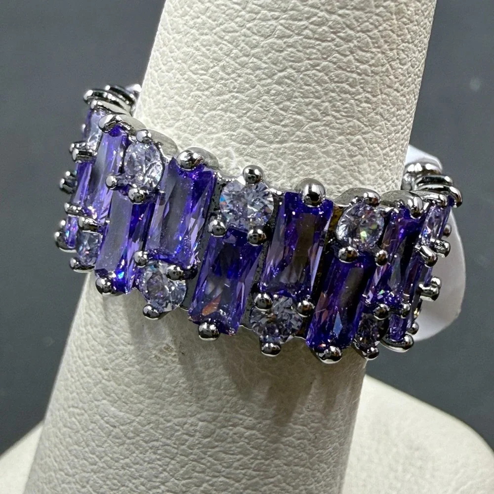 Bomb Party Styling Sparkle Size 6 Ring Violet CZ‎ RBP6651 Hematite Plated